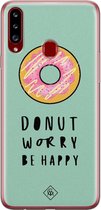 Samsung A20s hoesje siliconen - Donut worry | Samsung Galaxy A20s case | Roze | TPU backcover transparant