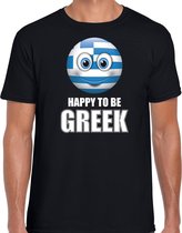 Griekenland emoticon Happy to be Greek landen t-shirt zwart heren S