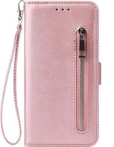 Shop4 - iPhone 12 mini Hoesje - Wallet Case Cabello met Ritssluiting Rosé  Goud