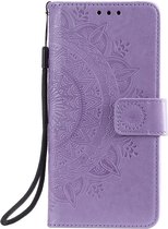 Shop4 - iPhone 12 Hoesje - Wallet Case Mandala Patroon Paars