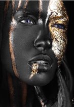 Mystery Women Geborsteld Aluminium 80x120 cm luxery zwart goud wanddecoratie