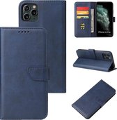 Case2go - Hoesje geschikt voor iPhone 11 Pro Max - Wallet Book Case - Ruimte voor 3 pasjes - Donker Blauw