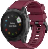 Let op type!! Voor Garmin Fenix 6X 26mm Quick Release Officiële Texture Polsband Watchband met Metal Button (Wine Red)