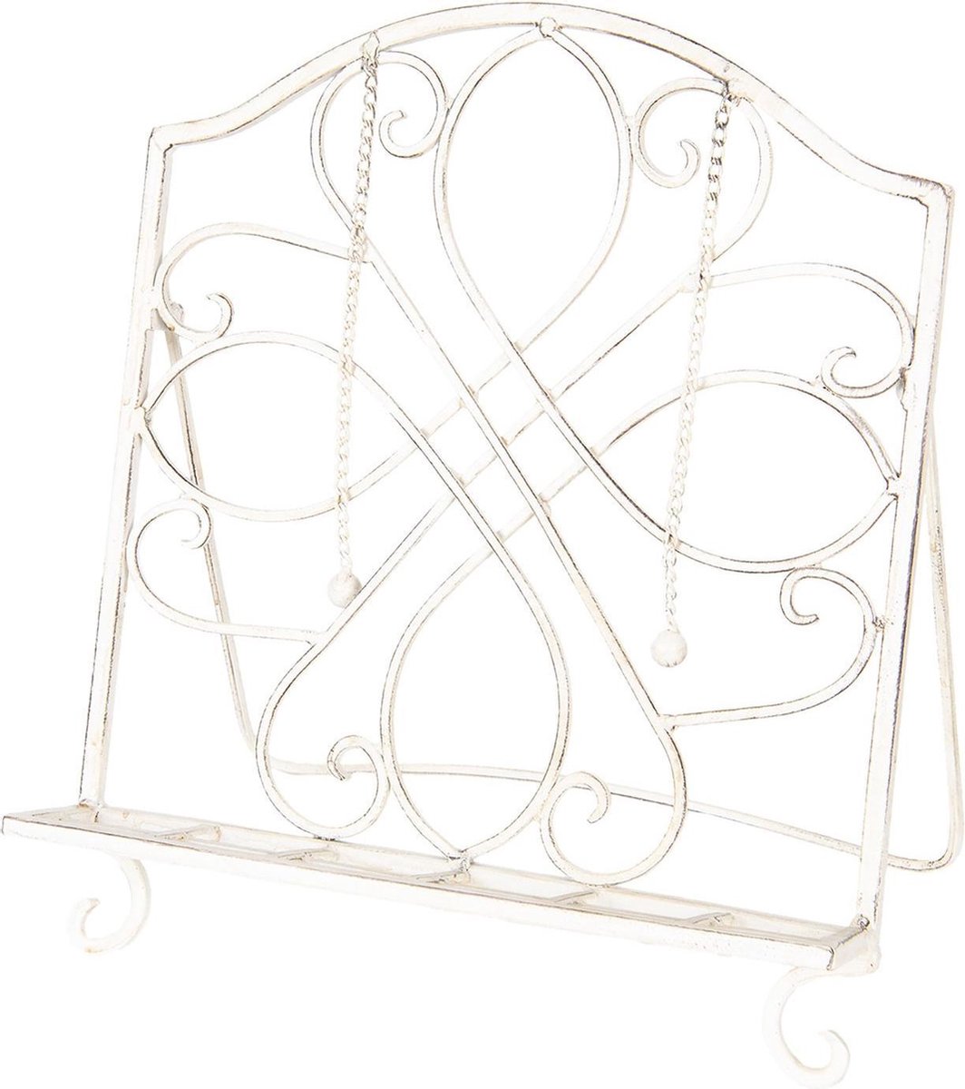 Clayre & Eef Kookboekstandaard 31x23x34 cm Wit IJzer