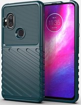 Motorola One Hyper Hoesje Twill Thunder Texture Back Cover Groen