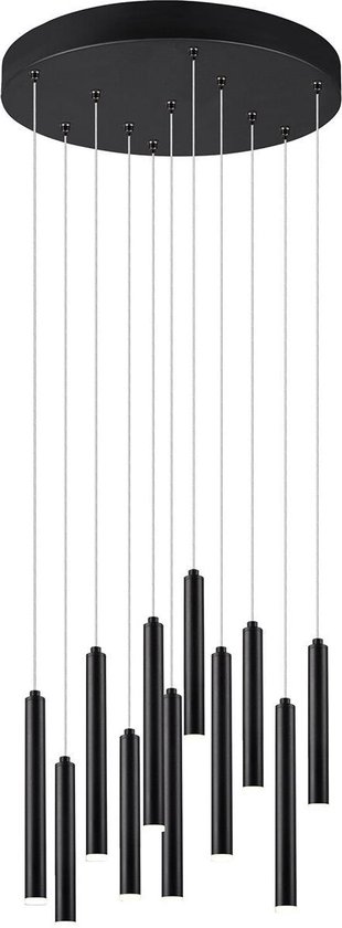 LED Hanglamp - Trion Tular - 22W - Warm Wit 3000K - Dimbaar - Rond - Mat Zwart - Aluminium