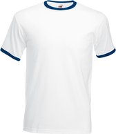 Fruit Of The Loom Heren Ringer T-shirt met korte mouwen (Wit/Marine)