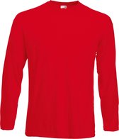 Fruit Of The Loom Heren Valuegewicht T-shirt met ronde hals en lange mouwen (Rood)