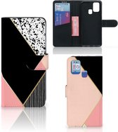 GSM Hoesje Geschikt voor Samsung Galaxy M31 Bookcase Black Pink Shapes