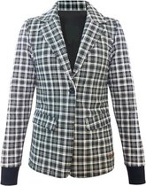 Nobell Dippy Printed check blazer with rib cuffs Grey Navy Q008-3300