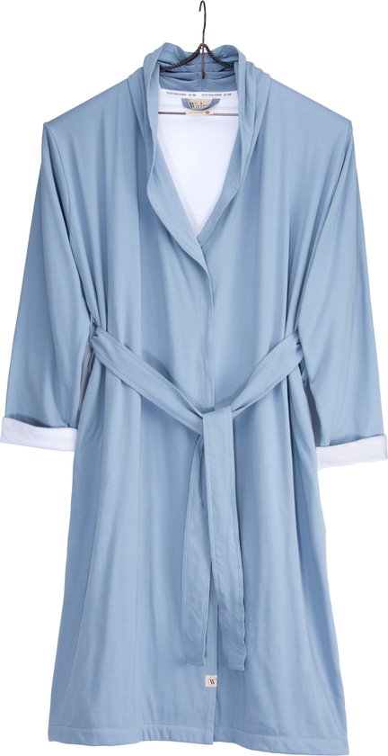 Walra Badjas Soft Jersey Robe - L/XL - 100% Katoen - Blauw / Wit - Kerst cadeau