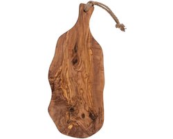 Bowls and Dishes Pure Olive Wood olijfhouten Borrelplank | Tapasplank | Serveerplank Rustique met handvat 45-50 cm | cadeautip!
