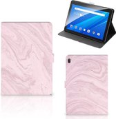 Leuk Case Lenovo Tab E10 Tablet Hoes met Magneetsluiting Marble Pink