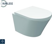 Saqu Sky 2.0 Compact Randloos Hangtoilet - met Toiletbril - met Quickrelease - Wit - WC Pot - Toiletpot - Hangend Toilet
