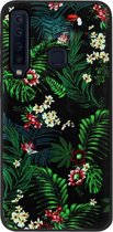 ADEL Siliconen Back Cover Softcase Hoesje voor Samsung Galaxy A9 (2018) - Bloemen Planten Groen