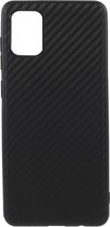 Samsung Galaxy A31 Hoesje Dun TPU Carbon Fiber Back Cover Zwart