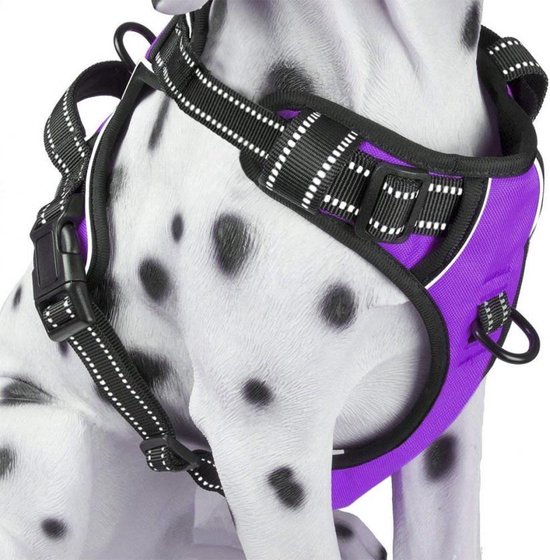 Frenkiez Reflective No Pull Dog Harness, S, purple
