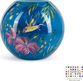 Design vaas Bolvase - Fidrio KOLIBRI - HANDPAINTED - glas, mondgeblazen bloemenvaas - diameter 25 cm