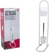 Gerimport Witte Toiletrolhouder en Toiletborstel met Houder 2-in-1 set – Vrijstaand Model met boog – 79x15x29cm – Toiletbutler - Toilet - Badkamer - Organizer - Opbergen - Vrijstaand