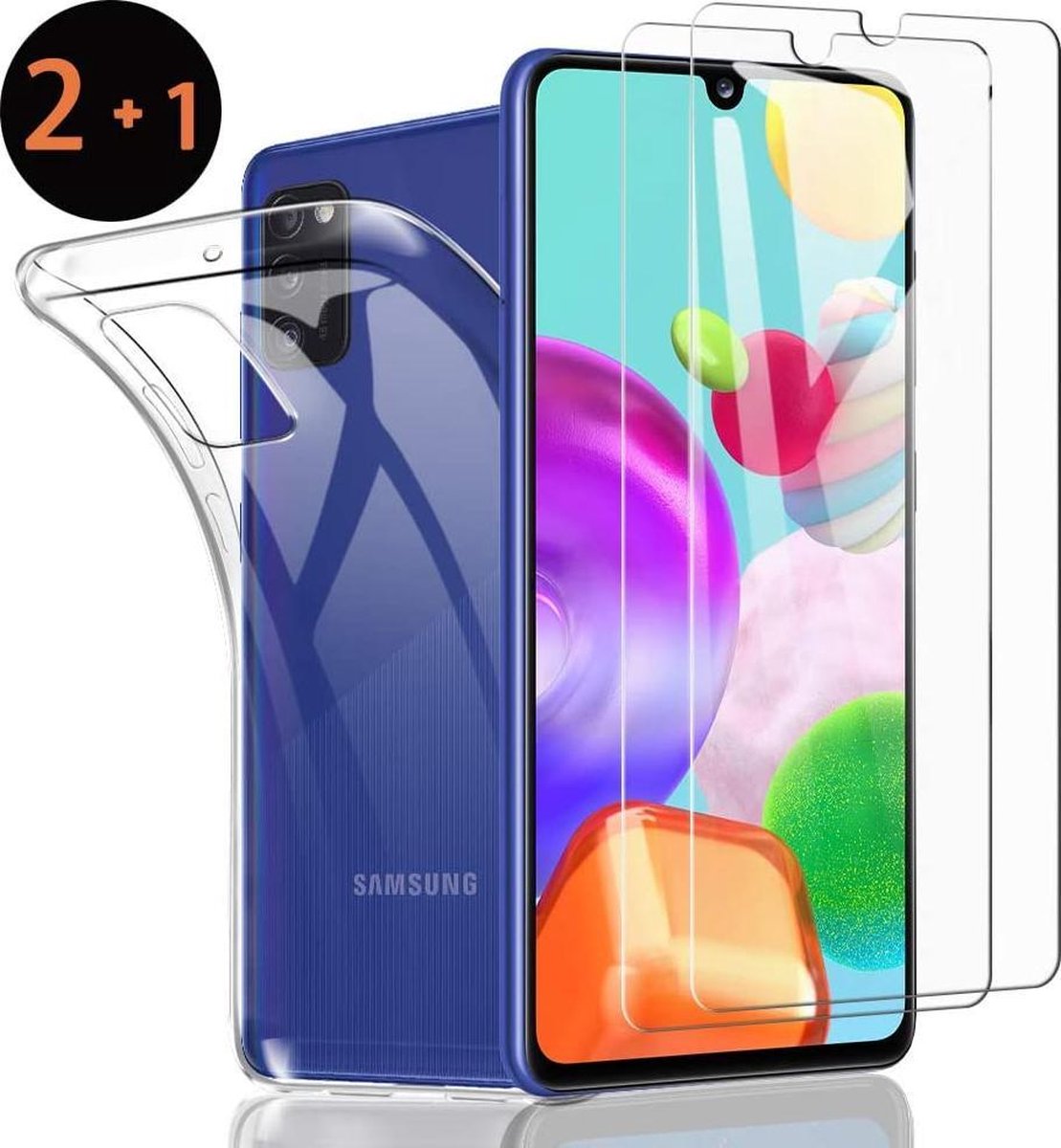 Samsung Galaxy M31 Silicone hoesje + 2X Tempered Glas Screenprotector