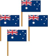 Set van 4x stuks luxe grote zwaaivlaggen Australie 30 x 45 cm - Australische feestartikelen en versieringen