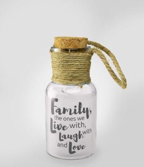 Star Lights - Family, the ones we live with, laugh with and love - In cadeauverpakking met gekleurd lint