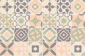 Walplus Kansas Baby Tegelsticker - Donkergrijs/Groen/Oranje - 15x15 cm - 24 stuks