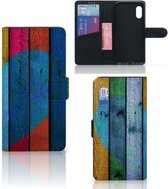 Mobiel Bookcase Geschikt voor Samsung Xcover Pro Smartphone Hoesje Wood Heart