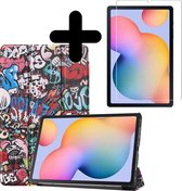 Hoes Geschikt voor Samsung Galaxy Tab S6 Lite Hoes Book Case Hoesje Trifold Cover Met Screenprotector - Hoesje Geschikt voor Samsung Tab S6 Lite Hoesje Bookcase - Graffity