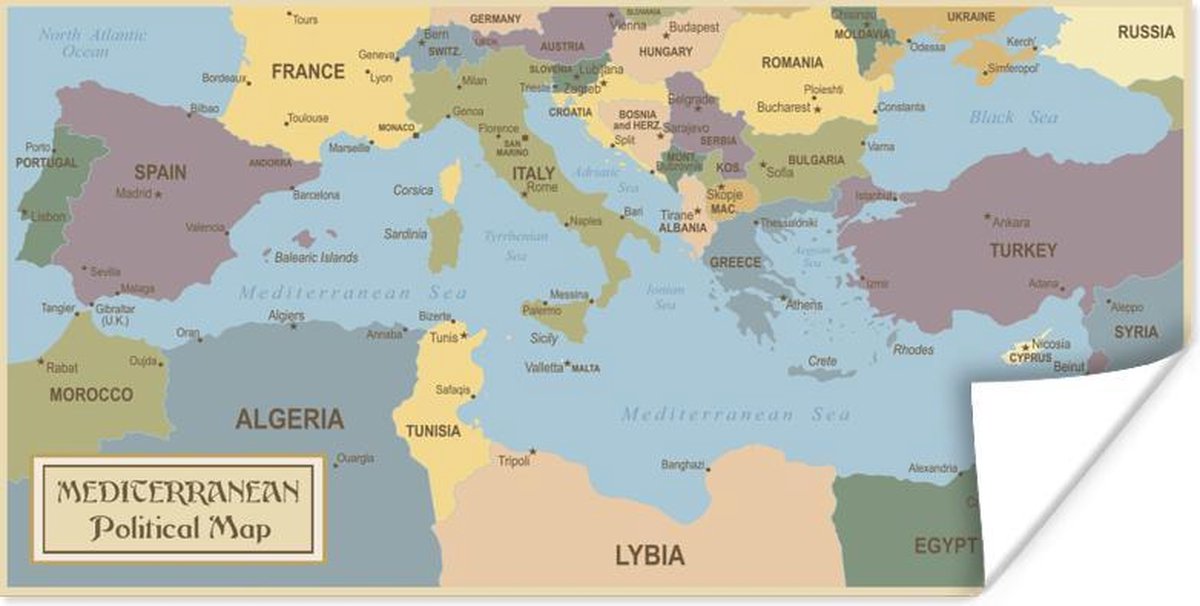 Poster het Middellandse Zeegebied 40x20 cm