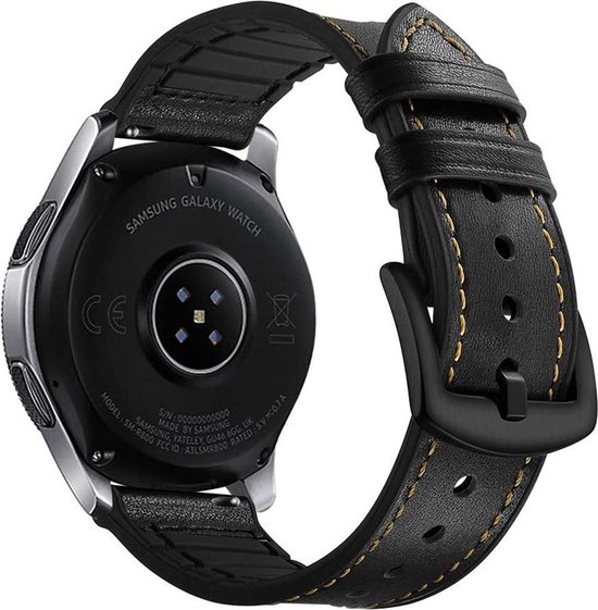 Samsung Galaxy Watch bandje 46mm iMoshion Echt Lederen Smartwatch bandje Zwart
