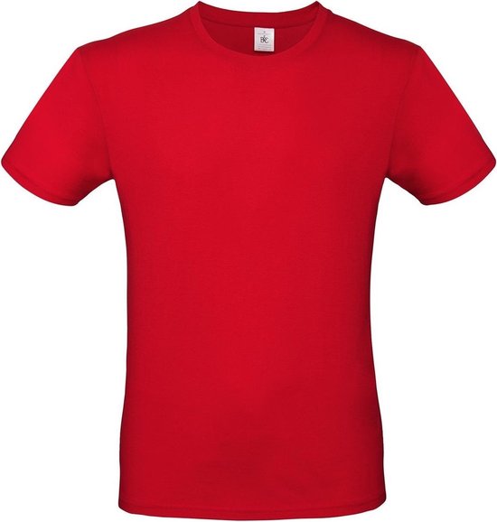 Set van 3x stuks rood basic t-shirt met ronde hals voor heren - katoen -  145 grams -... | bol
