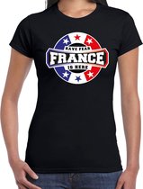 Have fear France is here t-shirt met sterren embleem in de kleuren van de Franse vlag - zwart - dames - Frankrijk supporter / Frans elftal fan shirt / EK / WK / kleding XS