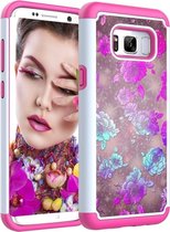 Gekleurd tekenpatroon PC + TPU beschermhoes voor Galaxy S8 + (pioenroos)