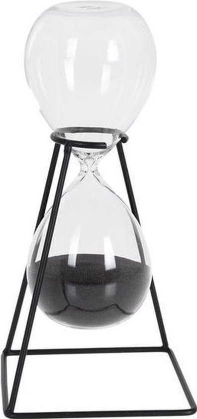 Decoratie zandloper zwart met metalen standaard 25 cm - Glazen zandloper/timer  -... | bol.com