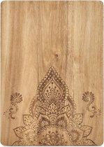 1x Rechthoekige houten snijplanken met mandala print 40 cm - Zeller - Keukenbenodigdheden - Kookbenodigdheden - Snijplanken/serveerplanken - Houten serveerborden - Snijplanken van hout
