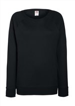 Zwarte sweater / sweatshirt trui met raglan mouwen en ronde hals voor dames - zwart - basic sweaters XL (42)