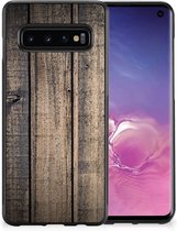 Leuk TPU Back Cover Geschikt voor Samsung Galaxy S10 Telefoon Hoesje met Zwarte rand Steigerhout