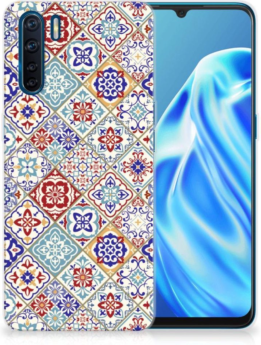 OPPO A91 TPU Siliconen Hoesje Tiles Color