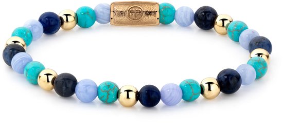 Rebel and Rose Mixed Balls Winter Blues 6mm Armband RR-60043-G-S (Lengte: 16.50-18.00 cm)