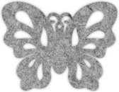 Vlinder onderzetter - Vilt - Gemeleerd grijs - 6 stuks - 10,5 x 9,5 cm - Tafeldecoratie - Glas onderzetter - Cadeau - Woondecoratie - Woonkamer - Tafelbescherming - Onderzetters Vo