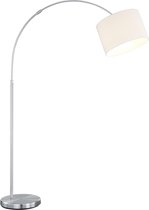 LED Vloerlamp - Trion Hotia - E27 Fitting - Verstelbaar - Rond - Mat Wit - Aluminium