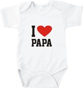 Go Mama - Rompertje - I love Papa - Romper wit korte mouw - Maat 74/80 - Vaderdag - Voor Papa - zwangerschap aankondiging * baby cadeau * kraamcadeau