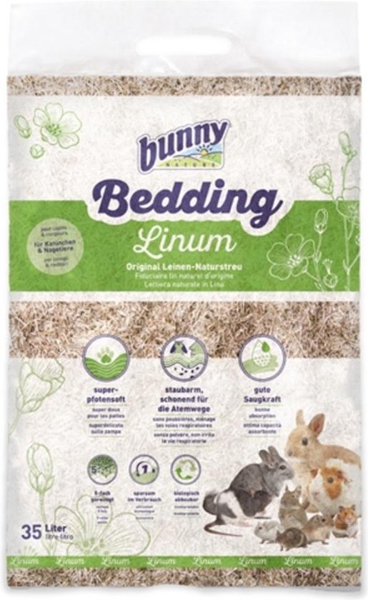 35 liter Bunny nature bunnybedding linum vlasvezel