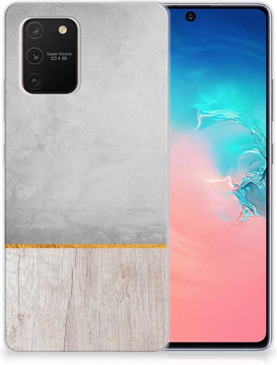 Samsung Galaxy S10 Lite Bumper Hoesje Wood Concrete