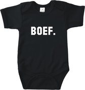 Rompertjes baby met tekst - Boef - Romper zwart - Maat 74/80