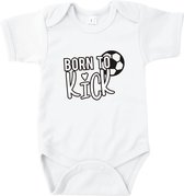 Rompertjes baby met tekst - Born to kick - Romper wit - Maat 50/56