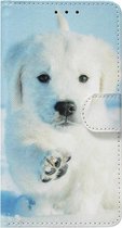 ADEL Kunstleren Book Case Portemonnee Pasjes Hoesje Geschikt voor iPhone 11 Pro - Hond Wit