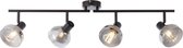 BRILLIANT lamp reflecterende spot buis 4-lichts zwart mat / rookglas | 4x D45, E14, 18W, geschikt voor vallampen (niet inbegrepen) | Schaal A ++ tot E | Draaibare koppen / roterende armen