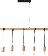 BRILLIANT lamp Jenji hanglamp 5-lichts hout / zwart | 5x A60, E27, 40W, geschikt voor standaardlampen (niet inbegrepen) | Schaal A ++ tot E | Kabel kan worden ingekort